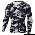 Mens Cool fit Long Sleeve Camo Compression Shirt for Workouts Grey Black  B07QFKBTHS
